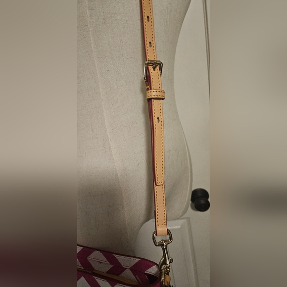 NWT Dooney & Bourke Small Zip Crossbody- Chevron Fuchsia/White - Picture 6 of 12